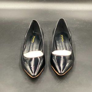 XYD black patent leather pointy toe low heels flats loafers slippers shoes